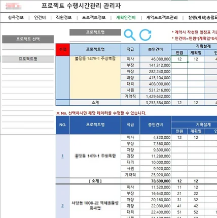 포트폴리오-프로젝트 타임시트 관리 엑셀자동화