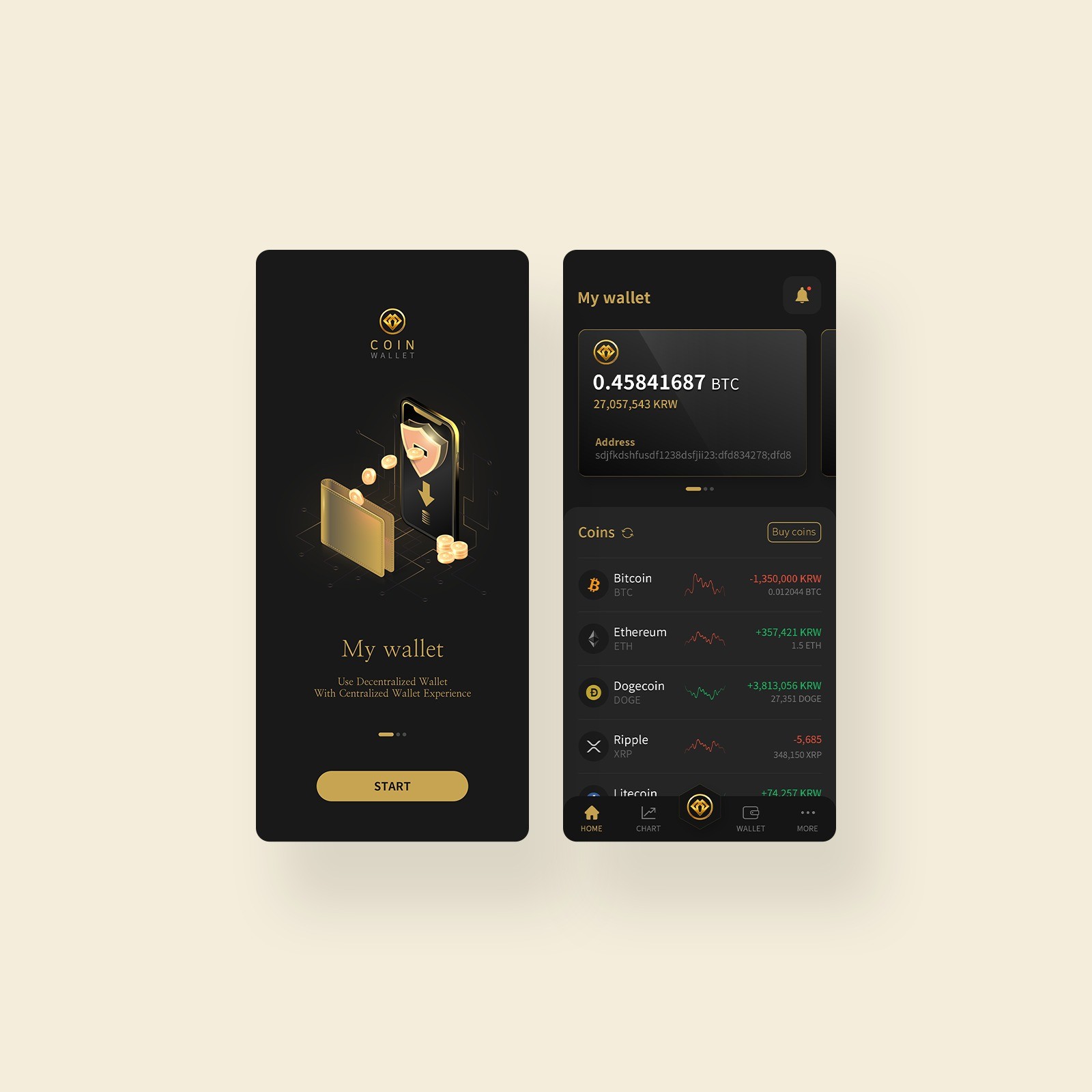 가상화폐지갑 : App Design, 앱·모바일 UI·UX 포트폴리오 - 크몽