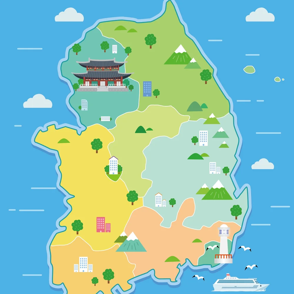 한국 지도 일러스트, 일러스트 포트폴리오 - 크몽