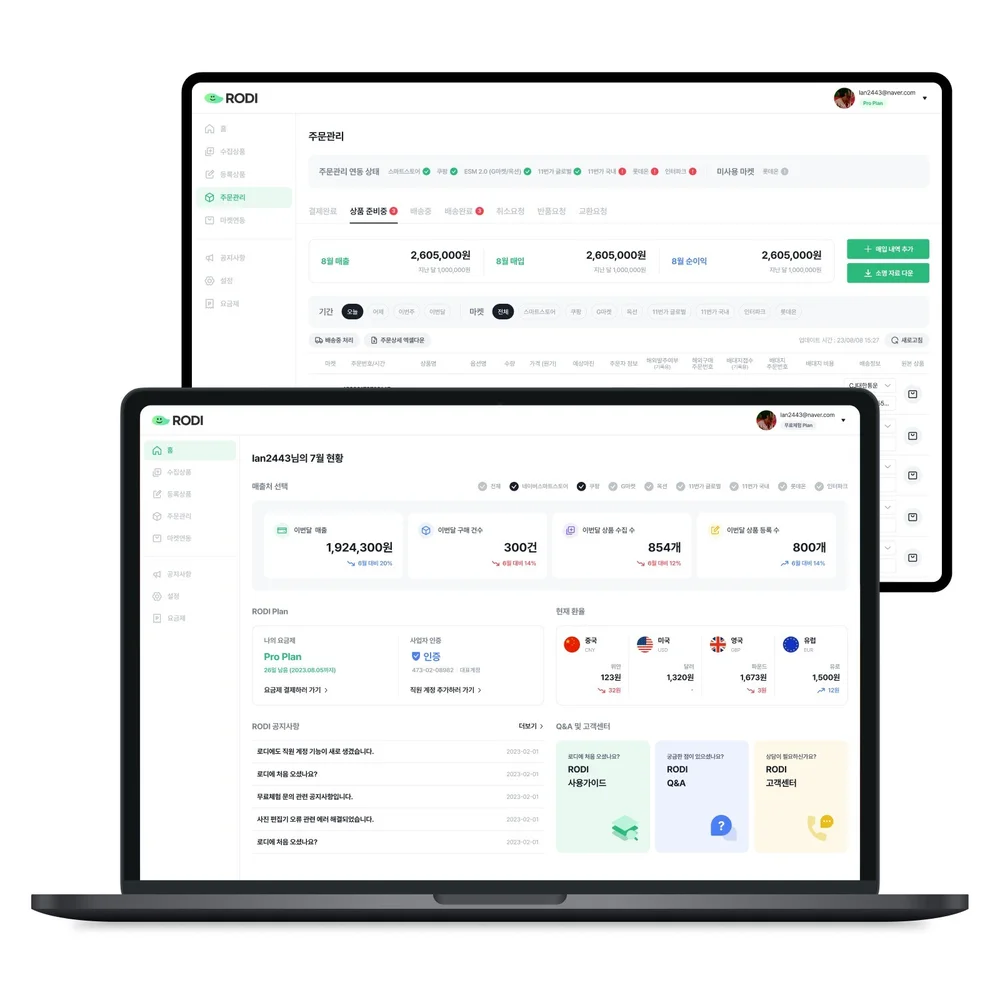 RODI 대시보드 디자인 및 퍼블리싱, 웹 UI·UX 포트폴리오 - 크몽